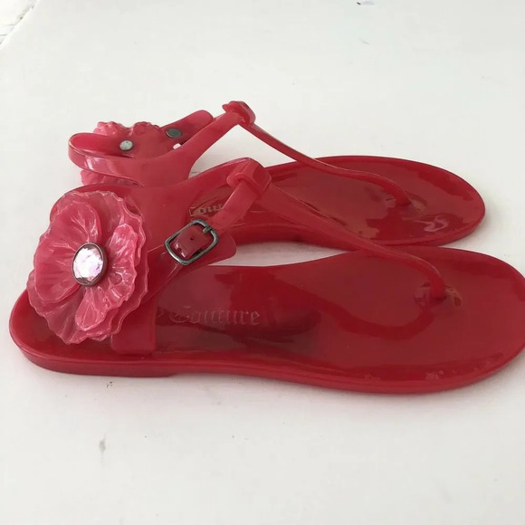 JUICY COUTURE Pink Fuchsia Jelly T-Strap Sandals 6 - Picture 2 of 8